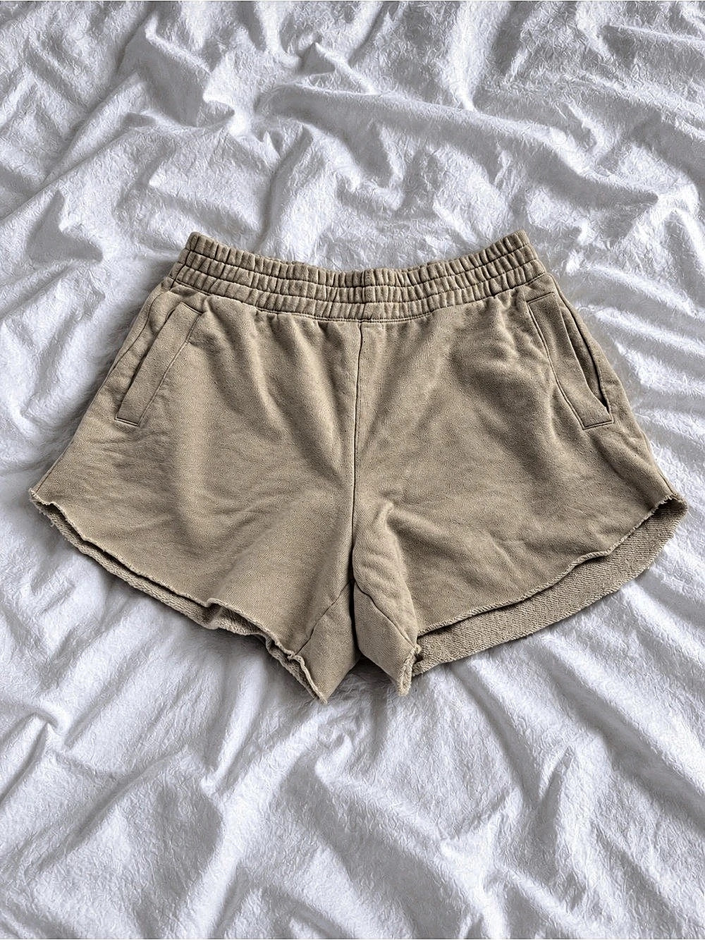 Aerie Let Loose Fleece Short Beige Athletic Shorts Medium